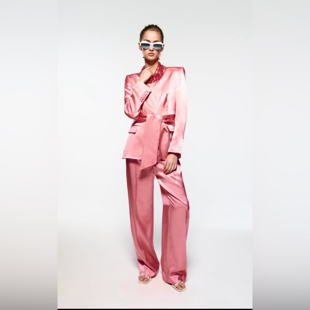 Zara Satin effect blazer and pants